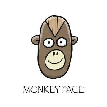 Funny monkey face. Sketch for your design. Childish style Stock Illustration