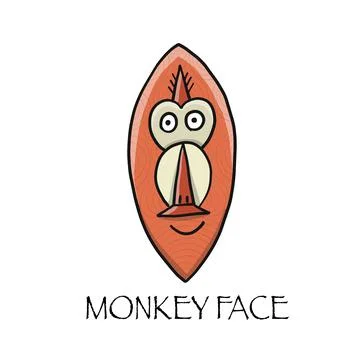 Funny monkey face. Sketch for your design. Childish style Stock Illustration