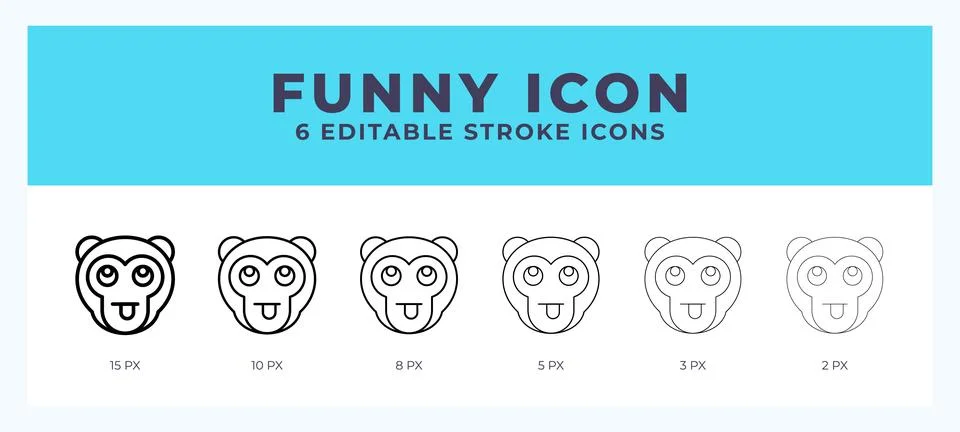 Funny monkey icon illustration vector with editable stroke. Stock Illustration