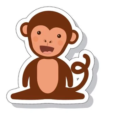 Funny monkey isolated icon Stock Illustration