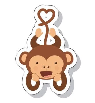 Funny monkey isolated icon Stock Illustration