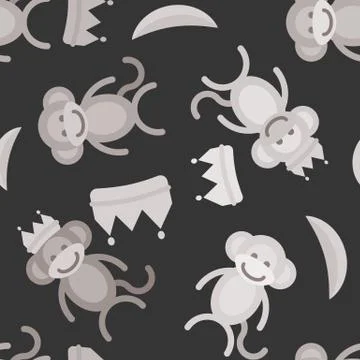 Funny monkey. Seamless pattern Stock Illustration