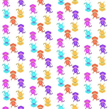 Funny monkey. Seamless pattern Stock Illustration