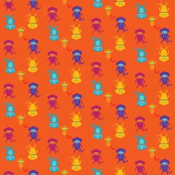 Funny monkey. Seamless pattern Stock Illustration