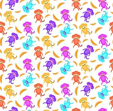 Funny monkey. Seamless pattern Stock Illustration
