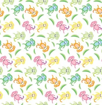Funny monkey. Seamless pattern Stock Illustration