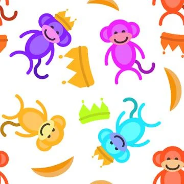 Funny monkey. Seamless pattern Stock Illustration