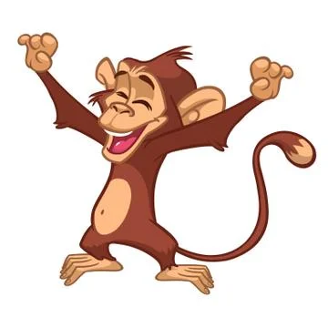 Funny Monkey Singing Vector Illustration Illustrazione stock