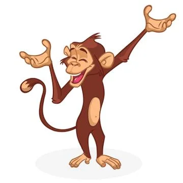 Funny Monkey Vector Illustration In Fun Cartoon Style Design. Stock Illustration