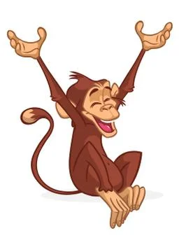 Funny Monkey Vector Illustration In Fun Cartoon Style Design Stock Illustration