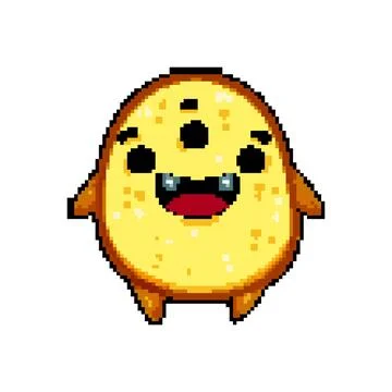 Funny monster character pixel art vector illustration Stock Illustration