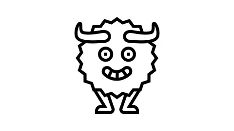 Funny monster funny line icon animation Stock Footage 326137716