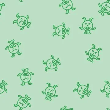 Funny monster funny line vector seamless pattern Illustrazione stock