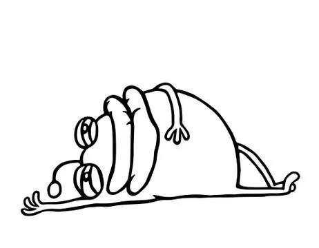 A funny monster resting lying down. Vector illustration. Stock Illustration