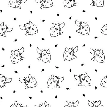 Funny monster. Seamless pattern. Coloring Page. Stock Illustration