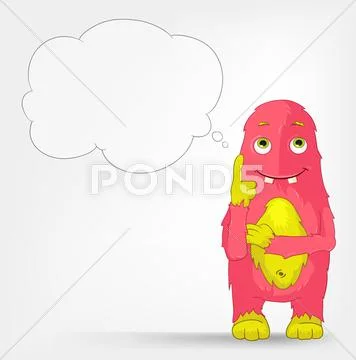 Funny Monster. Thinking. Stock Illustration