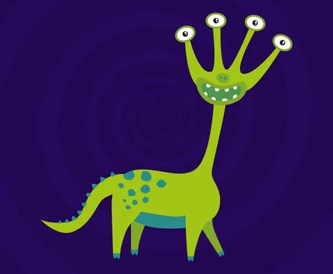 Funny monster vector illustration. Cute cartoon scary funny character. Stock Illustration