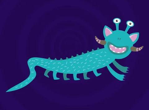 Funny monster vector illustration. Cute cartoon scary funny character. Stock Illustration