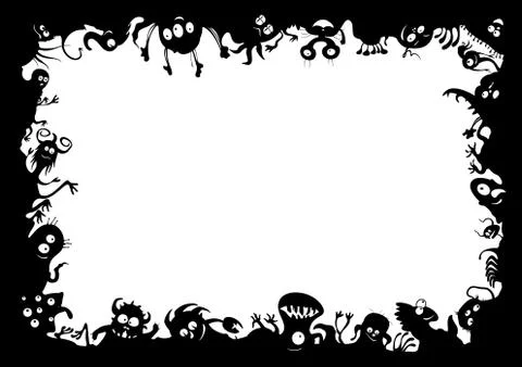 Funny monsters frame Stock Illustration