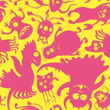 Funny monsters pattern Stock Illustration