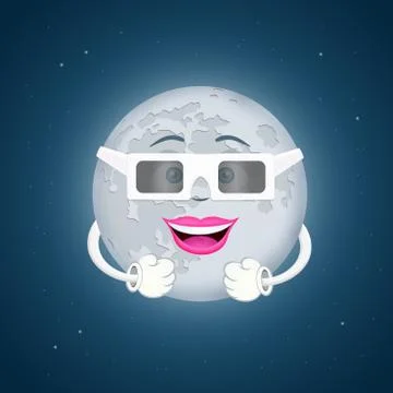 Funny moon with 3 d sunglasses Illustrazione stock