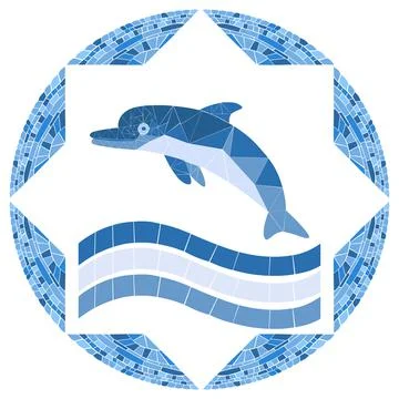 Funny Mosaic Dolphin. Vector illustration Illustrazione stock