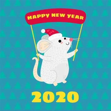 Funny mouse greeting card vector template Stock Illustration
