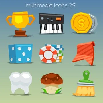 Funny multimedia icons-set Stock Illustration