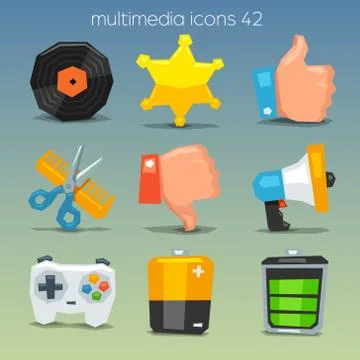 Funny multimedia icons-set Stock Illustration
