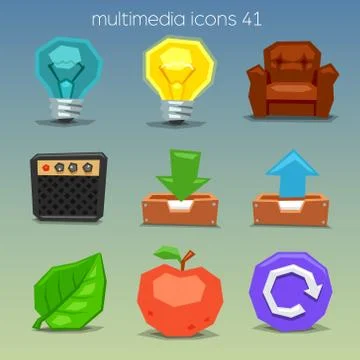 Funny multimedia icons-set Stock Illustration