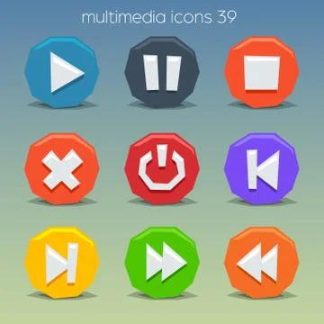 Funny multimedia icons-set Stock Illustration