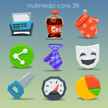 Funny multimedia icons-set Stock Illustration