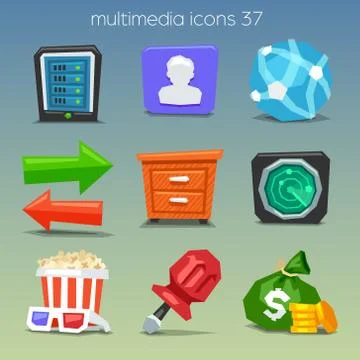 Funny multimedia icons-set Stock Illustration