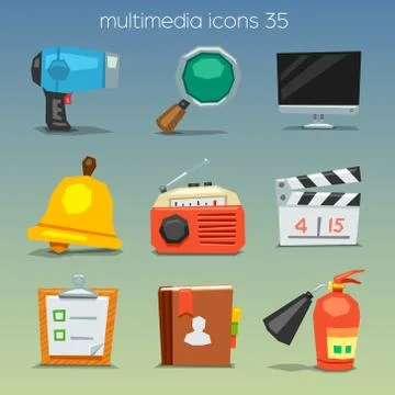 Funny multimedia icons-set Illustrazione stock