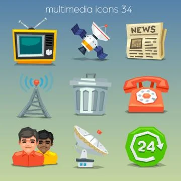 Funny multimedia icons-set Stock Illustration