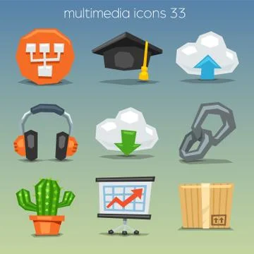Funny multimedia icons-set Stock Illustration