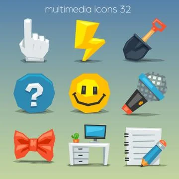 Funny multimedia icons-set Stock Illustration
