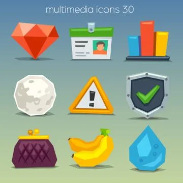 Funny multimedia icons-set Stock Illustration