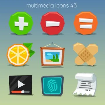 Funny multimedia icons-set Illustrazione stock
