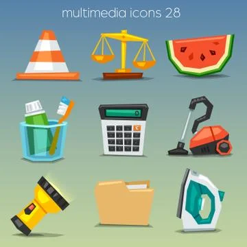 Funny multimedia icons-set Stock Illustration