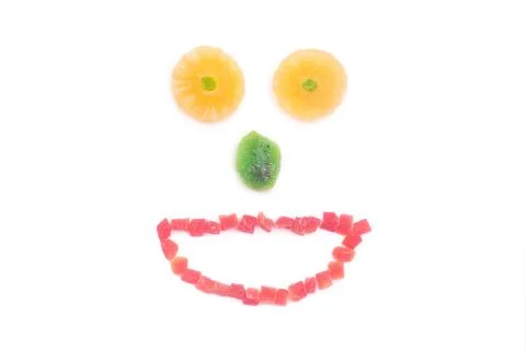 Funny muzzle of dried fruit Stock Photos