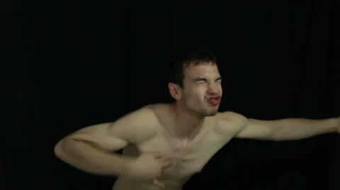 Funny naked man Stock Footage