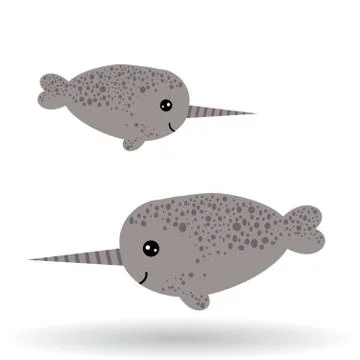 Funny narwhal on a white background. Stock Illustration