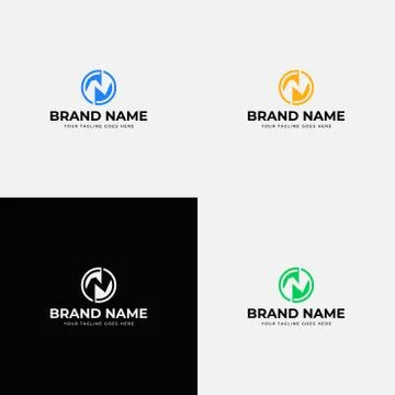 Funny Negative Space Creative Line Abstract modern N letter Logo Design vecto Stock Illustration