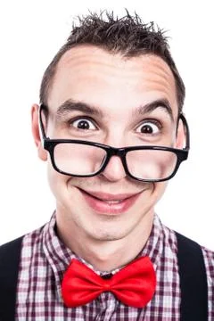 Funny nerd face Stock Photos