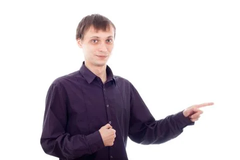 Funny nerd man pointing Stock Photos