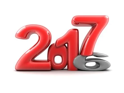 Funny new year 2017 (done in 3d rendering, white background) Stock Illustration