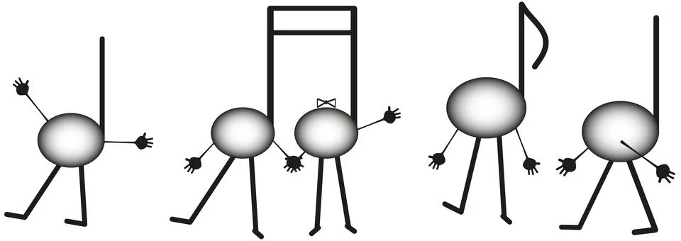 Funny notes in the form of little men made of black lines and gradients. Stock Illustration