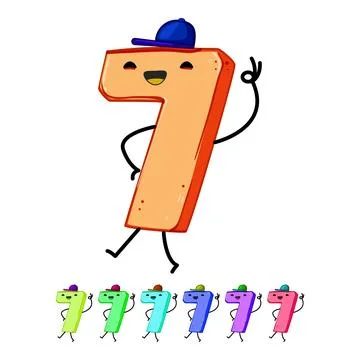 Funny number character cartoon vector graphic Stock Illustration