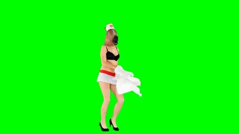 Funny Nurse Performing a Striptease Therapy for a Patient Green Screen Stock Footage 106738708